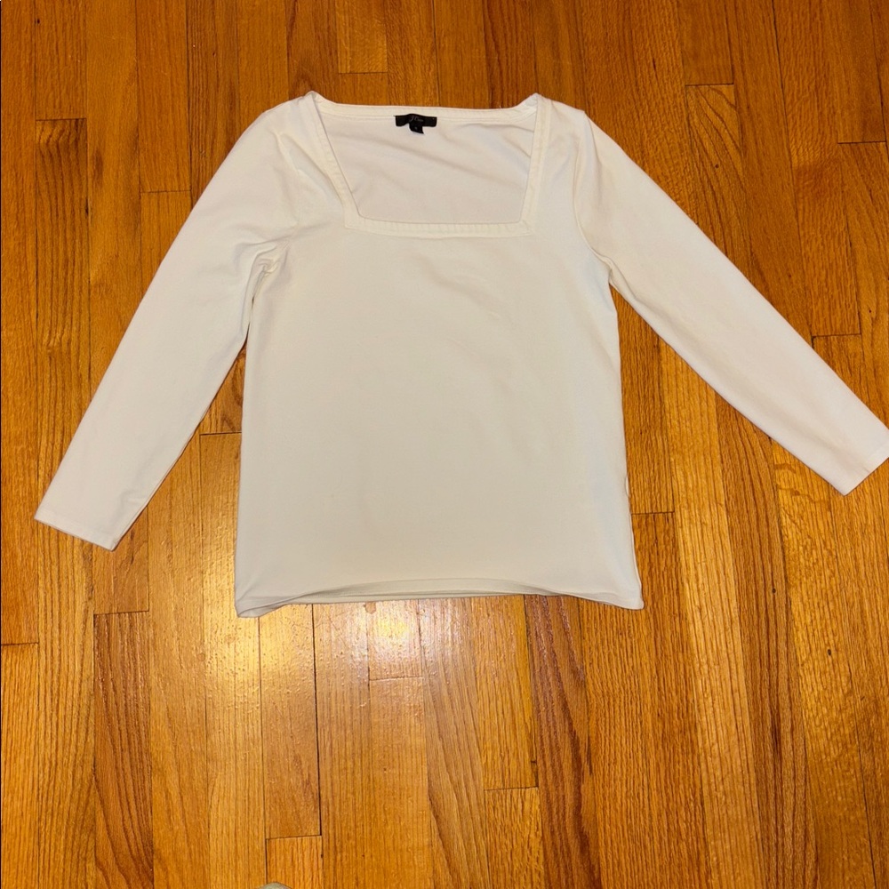 J. Crew Ivory Square Neck Long Sleeve Knit Top - Size Small